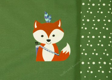 Forest Friends Panel Hilco green fabric for kids
