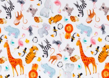 Tomke animals French Terry white fabric for children by Swafing