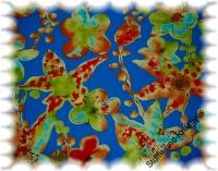"Lilly" cotton blue with big flowers