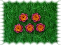 "H�kelblumen" crochet flower hot pink/orange