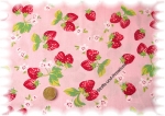 "Erdbeerbl�te" cotton print,strawberries, pink