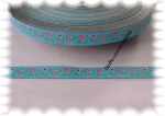 "Blumig" Webband Blumen blau