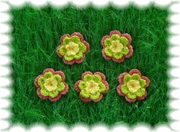 "H�kelblumen", pink, gr�n, gelb