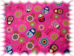 "Matroschka small" cotton printed hot pink