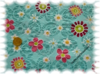 "Monada" cotton Seersucker with flowers, aqua  rest 84 cm