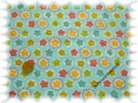 "Mono" cotton Seersucker with flowers, aqua