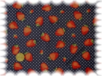 "Punktestoff Erdbeere" cotton print dark blue, strawberry