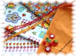 "Fabric Set Fruits"poplin 4 x 50 cm + trim + appliques