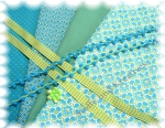 "Fabric Set"poplin 4 x 50 cm + trim Hilde Summer turquoise