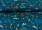 Preview: Animals in the forest petrol Hilco Sweatshirtstoff mit Waldtieren Kinderstoff Meterware