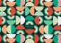 Preview: Geometric pattern green cotton canvas by lycklig design and swafing