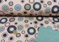Preview: Softshell fabric Circles water resistant Outdoor blue, rosé, green