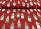 Preview: Wichtel christmas fabric half panama cotton woven linen look red or ecru pixy 50 cm