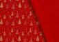 Preview: Tannengold Weihnachtsstoff  Baumwolle Webware mit goldenen Bäumen und Sternen auf rotem Grund. Meterware Weihnachtsstoff