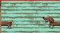 Preview: Cheeky Animals Dachshund Berny Panel komplette Breite Thorsten Berger mintgrün French Terry