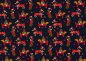 Preview: Holly Swafing christmas fabric with dogs dark blue