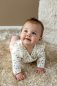 Preview: Rippjersey Lilly ecru Blumenstoff, Rippenstoff Designbeispiel Babyshirt