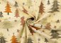 Preview: Tannenwald Weihnachtsstoff  Baumwolle Webware mit Tannenbäumen in natur mit braun als Meterware