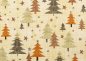 Preview: Tannenwald Weihnachtsstoff  Baumwolle Webware mit Tannenbäumen in natur mit braun als Meterware