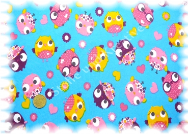 Funny Birds   Jersey  türkis   Stoffrest 34 cm reduziert