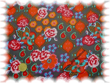 Gabriella  Popeline/Baumwolle Blumen grau