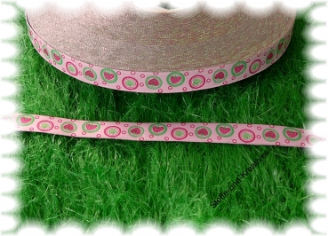 Rollenware Erdbeerig  Webband 50m Erdbeere rosa