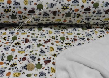 Alpenfleece Mäuse ecru, Mäuse auf Kuschelsweat  stoffe und kreatives Welt der Kinderstoffe