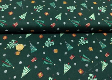 Christmas Wood green christmas fabric, christmas trees cotton print