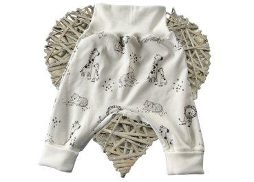 Babyhose Pumphose Handmade Design Wild Life Bündchen naturweiss