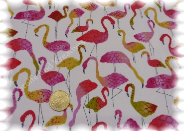 Fenicotteros weiß türkis Baumwolle Popeline Flamingos Hilco 50 cm
