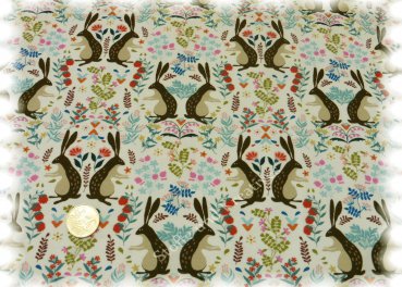 Folk Rabbits, vanille, Jersey, Stretchjersey Hilco Stoffe und Kreatives