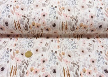 Frieda Rippjersey ecru Blumenstoff