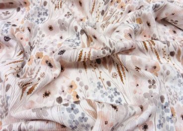 Frieda ecru jersey in rib structure with flowers