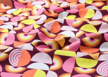 Geometric pattern berry pink cotton canvas by lycklig design and swafing