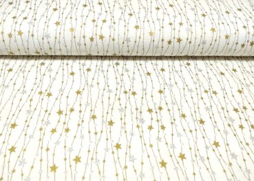 Glitzersterne ecru Weihnachtsstoff Webware