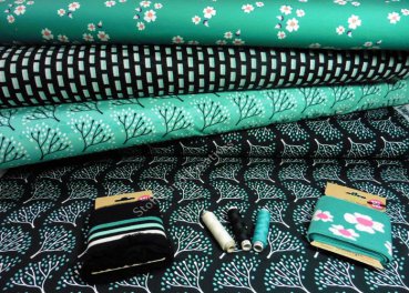 Hamburger Liebe Botanical suitable fabrics black and petrol