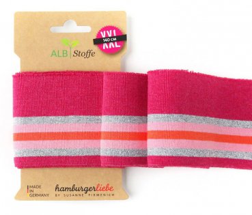 12.00 EUR//Meter Bündchenstoff Glamour mit Lurex Rosa