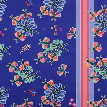 Hamburger Liebe In my Garden Design Wild Wonders blau Baumwolle Satin Druck Webware mit Bordüre