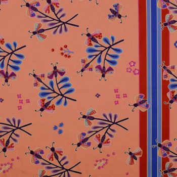 Hamburger Liebe In my Garden Design Wild Wonders koralle Baumwolle Satin Druck Webware mit Bordüre