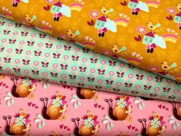 Hamburger Liebe kids kollektion  Sally and Friends drei verschiedene Designs Albstoffe Jersey aus Bio-Baumwolle