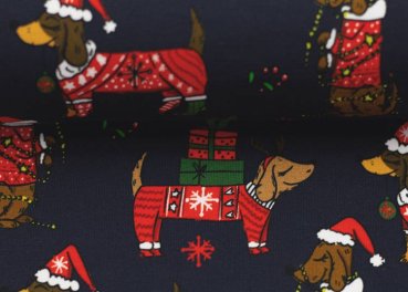 Holly Dogs Swafing christmas fabric french Terry by Swafing