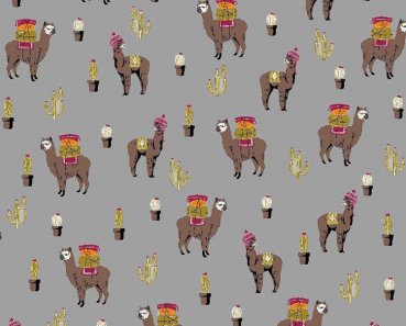 Lama on tour French Terry grey alpaca
