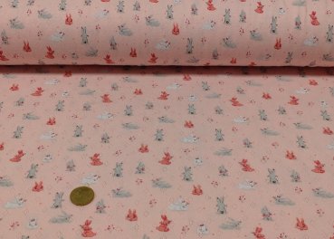 Lia fine knit jersey rose with bunnies