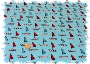 Maritim Boat Stretch-Jersey türkis Baumwolle Shirtstoff 50 cm