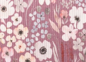 Mia Rippjersey mauve Blumenstoff von Swafing