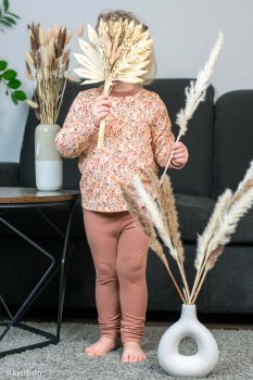 Mia Rippjersey Flowers ecru brown by Swafingummer Flowers Rippjersey ecru by Swafing