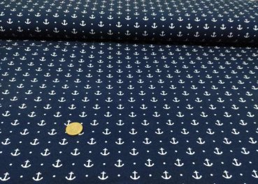 Mika maritimer Jersey mit Anker und Punkten dunkelblau, Baumwolljersey