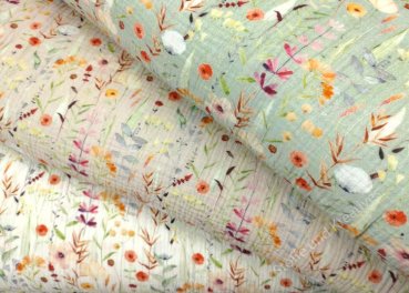 Musselin Marlene in drei Farbstellungen Double Gauze Biostoff Blumenstoff