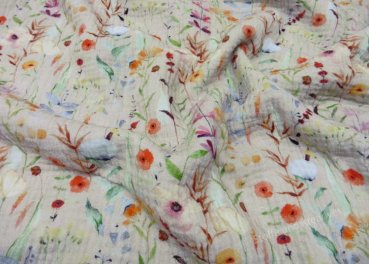 Musselin Marlene sand Double Gauze Biostoff Blumenstoff