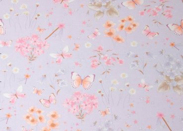 Princess Flower flieder Baumwoll-Jersey mit Blumen und Schmetterlingen von Hilco